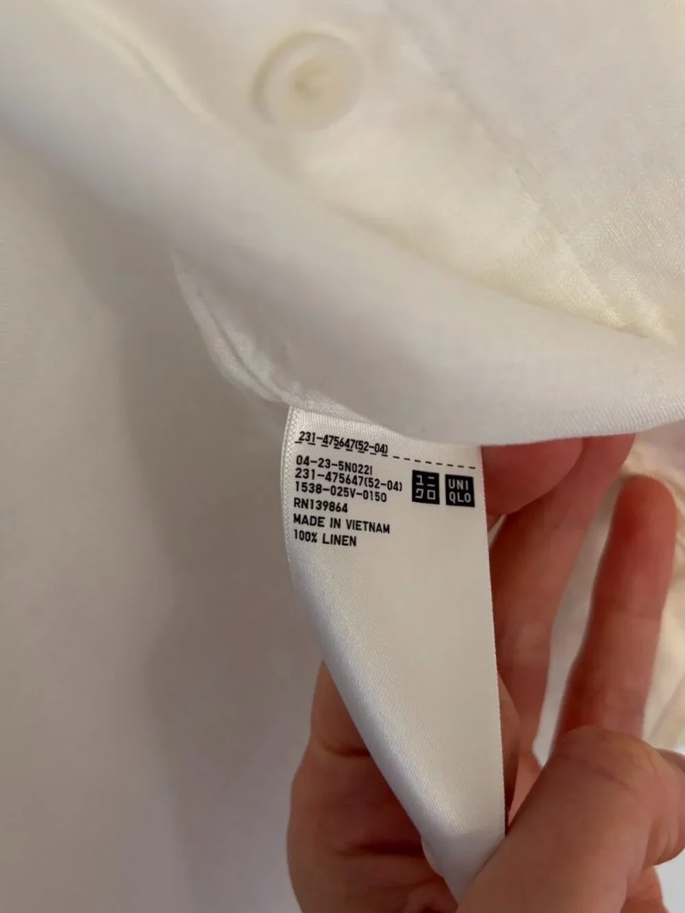 100% linen white button-down Uniqlo Perfect condition - Picture 5 of 5